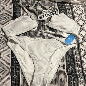 White Bikini and Mid Rise bottoms- NEW